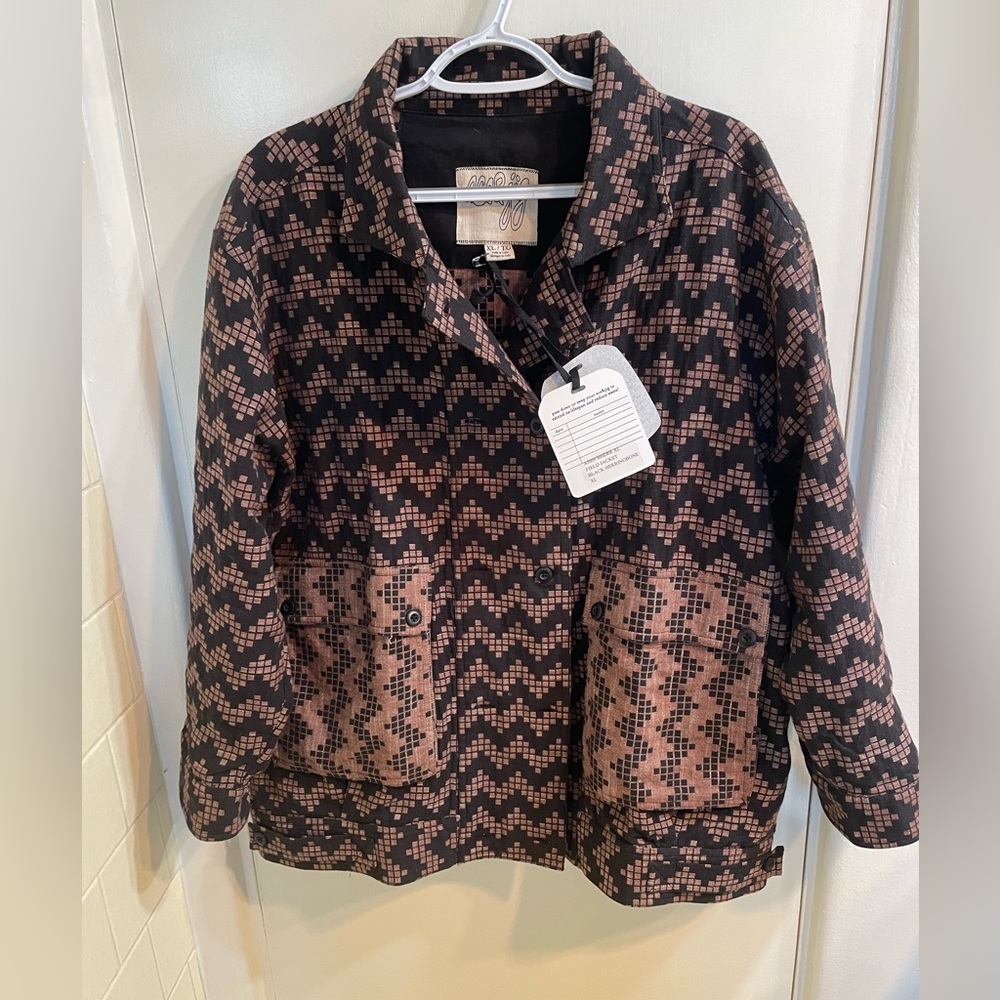 Ace & Jig Field Jacket in Black Herringbone XL
